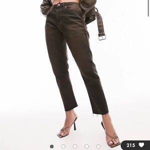 Topshop Hourglass straight jeans in brown over dye